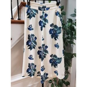 H&M White Floral Polyester Cropped High Rise Culottes Wide Leg Capri Pant 2